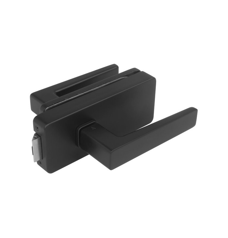 Glass door lock UNIQUE R8 + handle ERICA - Black matt Glass door lock UNIQUE R8 + handle ERICA - Black matt