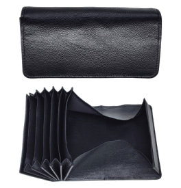 Leather waiter wallet with French coin pocket